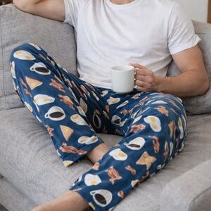 Blue Breakfast Print Pajama Pants